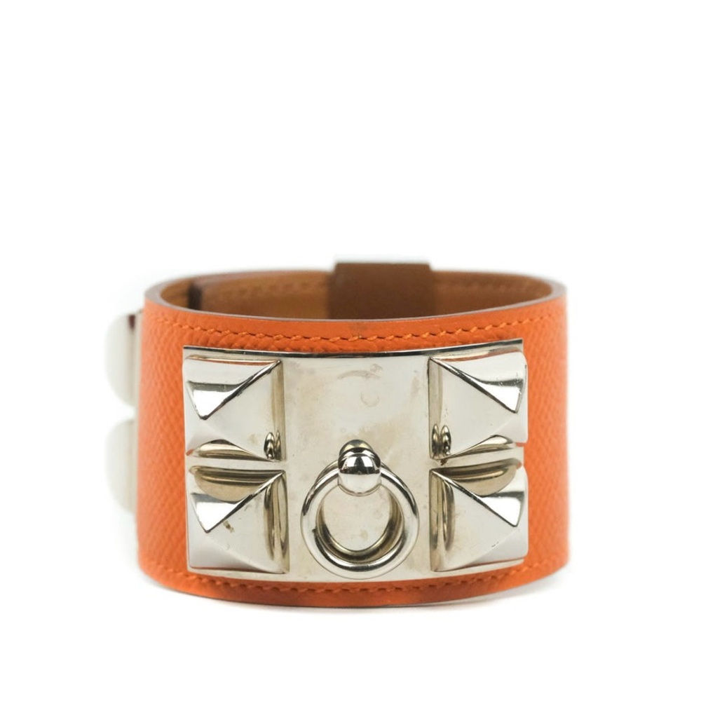 Hermes Orange Epsom Collier De Chien CDC Bracelet S